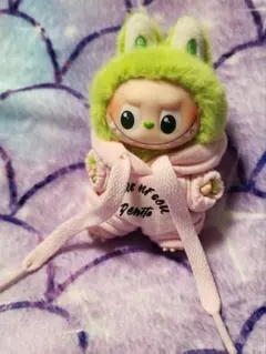 ミニLabubu イニシャルラブブ洋服 推し色ロンパース♡ピンク