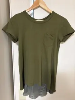 sacai バックプリーツ切替 半袖Tシャツ カーキのサムネイル