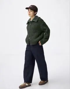 GU ジーユー バレルレッグジーンズ 69ネイビー Mサイズ 丈短め