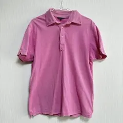 ピンク ポロシャツ 半袖 ボタン付き