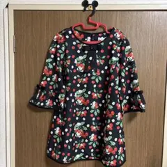 新品⭐︎スーパービューティー⭐︎さくらんぼ柄七分袖チュニックリボン付き⭐︎サイズ40のサムネイル