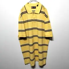CHAPS チャプス ポロシャツ イエロー ゆるダボ ボーダー