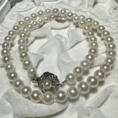 【テリ抜群】あこや本真珠 パールネックレス SV 6.5-6.9mm 44cm