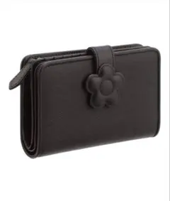 マリークワント　デイジーパッチスナップ2 Lウォレット　二つ折り財布/黒/美品