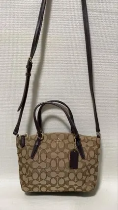 Coach 2wayバッグ ベージュ/ブラウン ロゴ