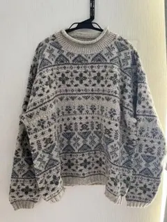 エディーバウアー　ノルディック柄 長袖セーター クリーム色