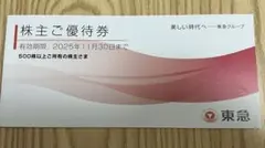 【早速値下げしました】東急 株主優待券 2025年11月30日まで(一部使用済)