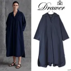 Drawer ドゥロワー チェックギャザーボリュームワンピース コットン