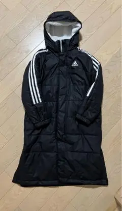 子供用 adidas フード付きベンチコート 黒