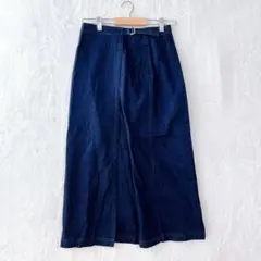 ユニクロ　デニム ハイウエスト ロングスカート　ダークブルー　【M】　綿100%