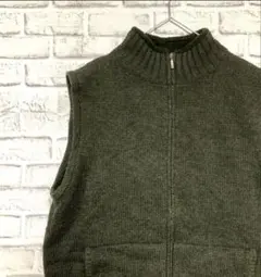 L.L.Bean ニットベストビンテージ　モスグリーン緑M 03