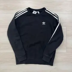 adidas ブラック スウェット トレーナー 3本ライン