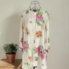 レオナール シルク100% 花柄 ブラウスライトアウター 羽織り チュニック