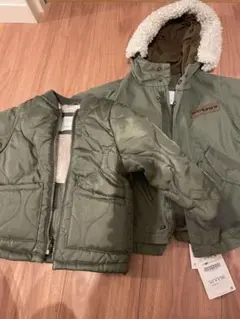 ZARA オリーブグリーン 超お得な2点セット！ ボア付きジャケット　サイズ86