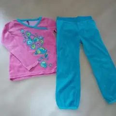 花柄刺繍 フリースパジャマ 上下セット 100cm