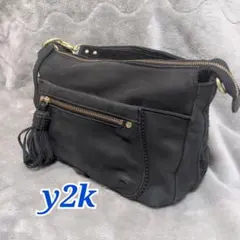 【y2k】 ショルダーバッグ フロントポケット付き タッセル 平成