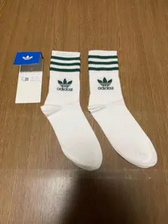 adidas ストライプソックス Mサイズ ホワイト/グリーン25-27cm