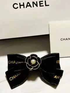 CHANEL シャネル ヘアクリップ バレッタ リボン カメリア 未使用品