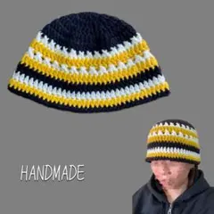 クロシェハット　クラッシャーハット　ニット帽　ビーニー　ハンドメイド