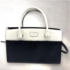 ケイトスペードkate spade 2wayビジネスレザーＡ4トートバッグ白黒