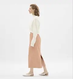 GU Mサイズ リブ ナロー スリット ミディ スカート 丈短め オンライン限定