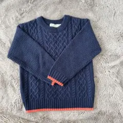 BEAMS mini ネイビー ケーブル編み セーター 80