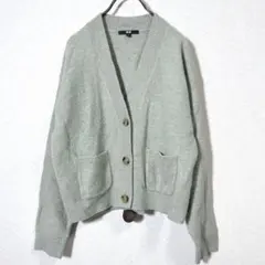 UNIQLO ユニクロ　スフレヤーンVネックショートカーディガン　緑系　S