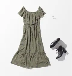 グレースコンチネンタル　ドットシフォンフラワーワンピース