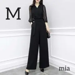 冬 新品 ドレス パンツ 長袖 オールインワン 結婚式 ワンピース ロング 黒