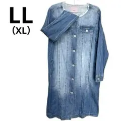 【美品】Kaitect デニムカバーオール ロングワンピースLL 薄手ジャケット