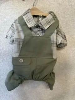 犬服 チェック柄オーバーオール