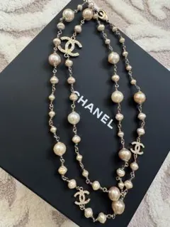 .*読様 CHANEL パール ロングネックレス ゴールド系　2way