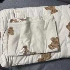 ジェラートピケセミダブルくま柄布団カバー枕カバー1セット計2点　保存袋