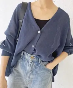 ☆*☆様 conte コンテ ディープVネック カーディガン ネイビー 辺見