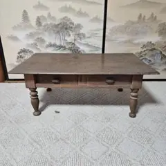 文机　古家具　時代家具　古道具　蚤の市　アンティーク　昭和レトロ アンティーク・座り机・文机・昭和レトロ・4杯引き出し