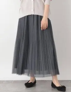 GLOBAL　WORK　2WAYラメプリーツスカート　グレー