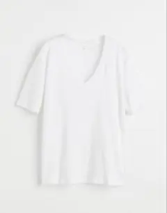 【新品】H&M リネン　Vネック　Tシャツ　ホワイト