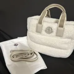 【新品未使用】モンクレール　トートバッグ　ボア　ホワイト