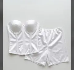 ブライダルインナー D70 ホワイト　 ビスチェ フレアパンツ　セットのサムネイル