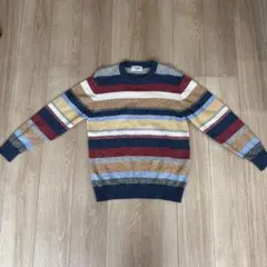Crocodile マルチカラー ボーダー ニット M