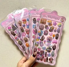 4枚セット ラブブ ボンボンドロップ風シール まとめ売り