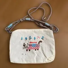 新品未使用 2way猫の刺繍ポシェット　ショルダーバッグ　ハンドバッグ