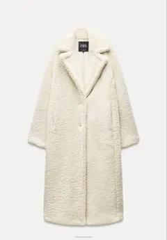 ZARA アイボリー ボアロングコート