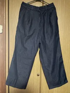 GU ダークブルー ワイドパンツ M