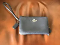 COACH レザー ポーチ　ネイビー