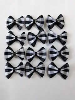 R67 リボンモチーフ　白黒チェック