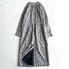 美品 ヒューマンウーマン 花柄 シャツワンピース 洗える ロングワンピース 長袖