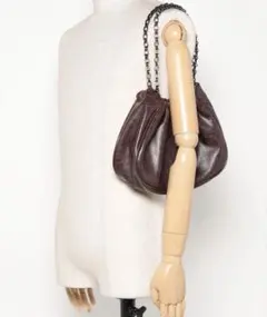 TINA:JOJUN ダークブラウン ギャザー ショルダーバッグ