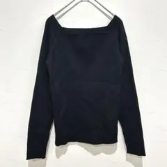 GRL リブニット(M)スクエアネック ブラック 長袖 フィット シンプル