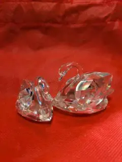 5471) 【美品】スワロフスキー スワン 白鳥親子 クリスタルオブジェ